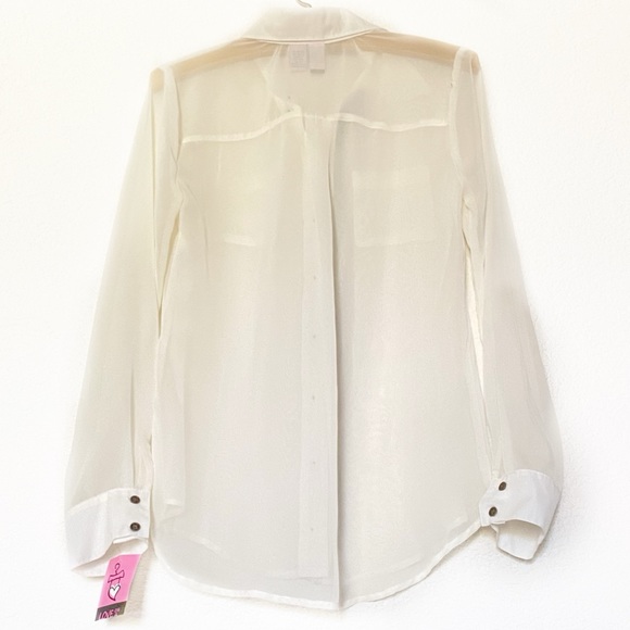 NORDSTROM RACK Sheer Cream Top w/ Sequins S - Picture 2 of 7